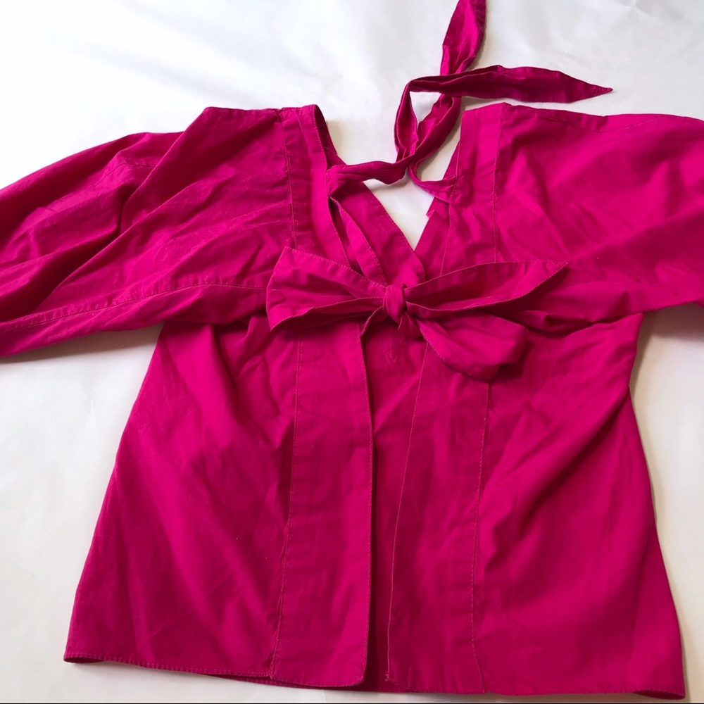 Long Sleeve Blouse, Zara Basic V-neck, Open Back